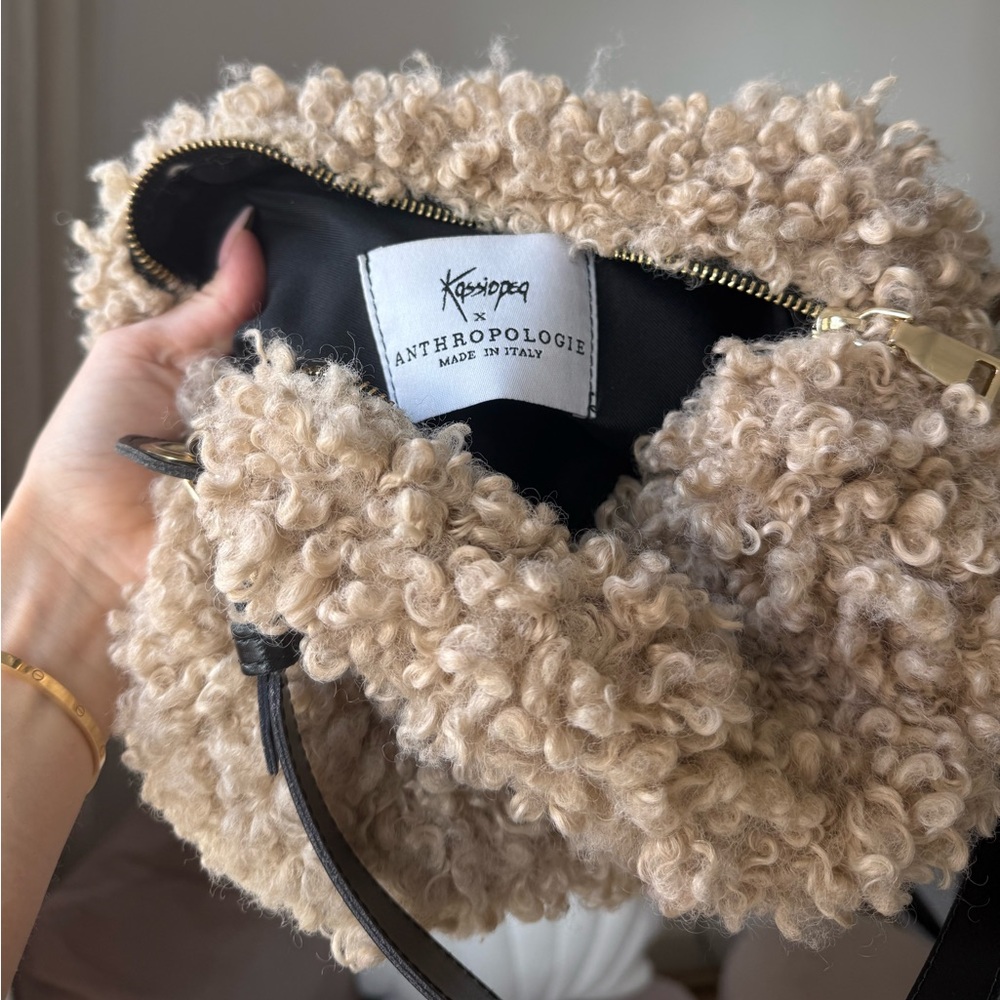 Anthropologie Cream Textured Shoulder Bag - Picture 4 of 4